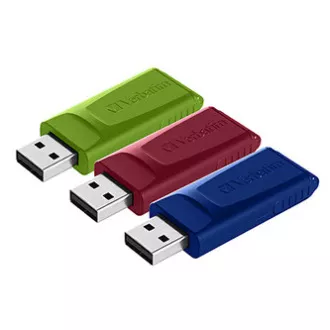Verbatim USB flash disk, USB 2.0, 16GB, Slider, zelený, modrý, červený, 49326, USB A, s výsuvným konektorem, 3 ks Verbatim USB flash disk, USB 2.0, 16GB, Slider, zelený, modrý, červený, 49326, USB A, s výsuvným konektorem, 3 ks