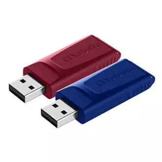 Verbatim USB flash disk, USB 2.0, 32GB, Slider, červený, modrý, 49327, USB A, s výsuvným konektorem, 2 ks Verbatim USB flash disk, USB 2.0, 32GB, Slider, červený, modrý, 49327, USB A, s výsuvným konektorem, 2 ks