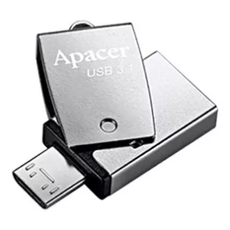Apacer USB flash disk OTG, USB 3.0, 64GB, AH750, stříbrný, AP64GAH750S-1, USB A / USB Micro B, s otočnou krytkou, DOPRODEJ
