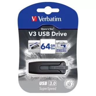 Verbatim USB flash disk, USB 3.0, 64GB, V3, Store N Go, černý, 49174, USB A, s výsuvným konektorem Verbatim USB flash disk, USB 3.0, 64GB, V3, Store N Go, černý, 49174, USB A, s výsuvným konektorem