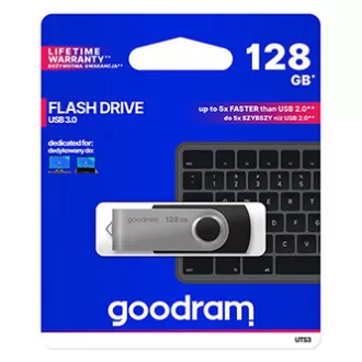 Goodram USB flash disk, USB 3.0, 128GB, UTS3, černý, UTS3-1280K0R11, USB A, s otočnou krytkou Goodram USB flash disk, USB 3.0, 128GB, UTS3, černý, UTS3-1280K0R11, USB A, s otočnou krytkou