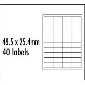 Logo etikety 48.5mm x 25.4mm, A4, matné, červené, 40 etiket, baleno po 10 ks, pro inkoustové a laserové tiskárny Logo etikety 48.5mm x 25.4mm, A4, matné, červené, 40 etiket, baleno po 10 ks, pro inkoustové a laserové tiskárny