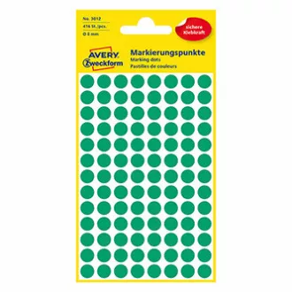 Avery Zweckform etikety 8mm, zelené, 104 etiket, značkovací, baleno po 4 ks, 3012, pro ruční popis Avery Zweckform etikety 8mm, zelené, 104 etiket, značkovací, baleno po 4 ks, 3012, pro ruční popis