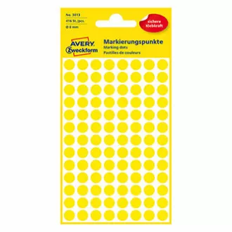 Avery Zweckform etikety 8mm, žluté, 104 etiket, značkovací, baleno po 4 ks, 3013, pro ruční popis Avery Zweckform etikety 8mm, žluté, 104 etiket, značkovací, baleno po 4 ks, 3013, pro ruční popis