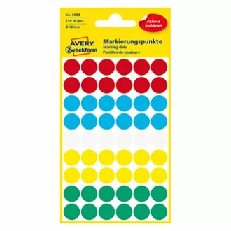 Avery Zweckform etikety 12mm, barevné, 54 etiket, značkovací, baleno po 5 ks, 3088, pro ruční popis Avery Zweckform etikety 12mm, barevné, 54 etiket, značkovací, baleno po 5 ks, 3088, pro ruční popis