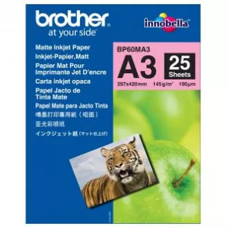 Brother Photo Matt Paper, BP60MA3, foto papír, matný, bílý, A3, 145 g/m2, 25 ks, inkoustový Brother Photo Matt Paper, BP60MA3, foto papír, matný, bílý, A3, 145 g/m2, 25 ks, inkoustový