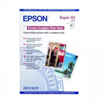 Epson Premium Semigloss Photo Paper, C13S041328, foto papír, pololesklý, bílý, Stylus Photo 1270, 2000P, A3+, 251 g/m2, 20 ks, ink Epson Premium Semigloss Photo Paper, C13S041328, foto papír, pololesklý, bílý, Stylus Photo 1270, 2000P, A3+, 251 g/m2, 20 ks, ink
