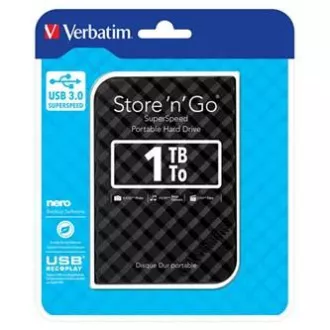 Verbatim externí pevný disk, Store N Go, 2.5", USB 3.0 (3.2 Gen 1), 1TB, 53194, černý Verbatim externí pevný disk, Store N Go, 2.5", USB 3.0 (3.2 Gen 1), 1TB, 53194, černý