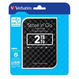 Verbatim externí pevný disk, Store N Go, 2.5", USB 3.0 (3.2 Gen 1), 2TB, 53195, černý Verbatim externí pevný disk, Store N Go, 2.5", USB 3.0 (3.2 Gen 1), 2TB, 53195, černý