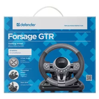 Volant Defender FORSAGE GTR, 12, USB, černo-šedý, s pedály, Windows 98/2000 / ME / XP / VISTA / 7 Volant Defender FORSAGE GTR, 12, USB, černo-šedý, s pedály, Windows 98/2000 / ME / XP / VISTA / 7