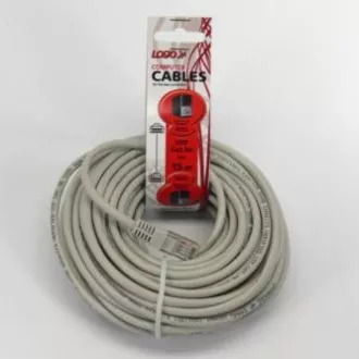 Síťový LAN kabel UTP patchcord, Cat.5e, RJ45 samec - RJ45 samec, 15 m, nestíněný, šedý, Logo LOGO bag