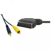 Video kabel SCART samec - CINCH samec + Jack (3.5mm) samec, 5m, černý, DOPRODEJ