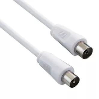 Antenní kabel Coax (9.5mm) samec - Coax (9.5mm) samice, 2m, 75 Ohm, bílý, DOPRODEJ