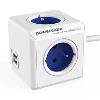 Síťový kabel 230V prodlužovací, CEE7 (vidlice) - POWERCUBE, 1.5m, EXTENDED USB, modrý, POWERCUBE, 4 zásuvky, 2xUSB port, dětská po Síťový kabel 230V prodlužovací, CEE7 (vidlice) - POWERCUBE, 1.5m, EXTENDED USB, modrý, POWERCUBE, 4 zásuvky, 2xUSB port, dětská po