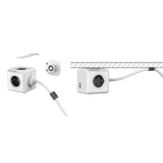 Síťový kabel 230V prodlužovací, CEE7 (vidlice) - POWERCUBE, 1.5m, EXTENDED USB, šedý, POWERCUBE, 4 zásuvky, PD 20W A+C
