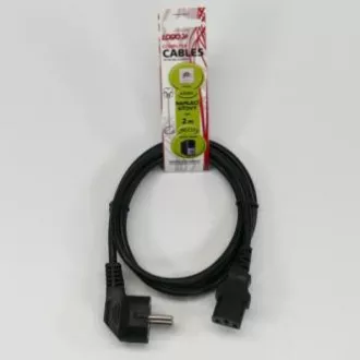Síťový kabel 230V napájecí, CEE7 (vidlice) - C13, 2m, VDE approved, černý, Logo