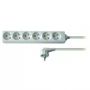 Síťový kabel 230V prodlužovací, CEE7 (vidlice) - zásuvka 6x, 2m, VDE approved, bílá