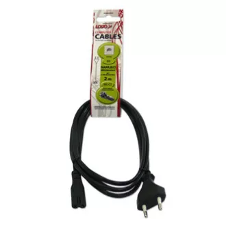 Síťový kabel 230V napájecí, CEE7/16 (eurozástrčka) - C7, 2m, VDE approved, černý, Logo, 2-pinová koncovka, DOPRODEJ Síťový kabel 230V napájecí, CEE7/16 (eurozástrčka) - C7, 2m, VDE approved, černý, Logo, 2-pinová koncovka, DOPRODEJ