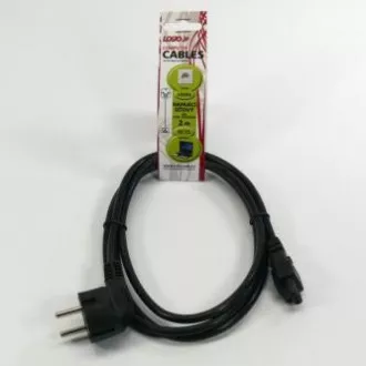 Síťový kabel 230V napájecí k notebooku, CEE7 (vidlice) - C5, 2m, VDE approved, černý, Logo, koncovka ve tvaru trojlístku (MickeyMo