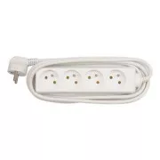 Síťový kabel 230V prodlužovací, CEE7 (vidlice) - zásuvka 4x, 3m, VDE approved, bílý, DOPRODEJ