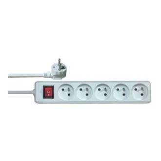 Síťový kabel 230V prodlužovací, CEE7 (vidlice) - zásuvka 5x, 5m, VDE approved, bílý, s vypínačem, DOPRODEJ Síťový kabel 230V prodlužovací, CEE7 (vidlice) - zásuvka 5x, 5m, VDE approved, bílý, s vypínačem, DOPRODEJ
