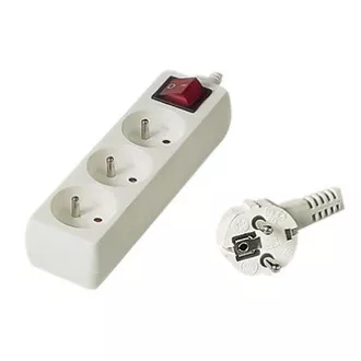 Síťový kabel 230V prodlužovací, CEE7 (vidlice) - zásuvka 3x, 7m, bílá, s vypínačem Síťový kabel 230V prodlužovací, CEE7 (vidlice) - zásuvka 3x, 7m, bílá, s vypínačem