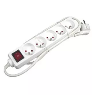 Síťový kabel 230V prodlužovací, CEE7 (vidlice) - zásuvka 5x, 10m, VDE approved, bílá, s vypínačem, DOPRODEJ Síťový kabel 230V prodlužovací, CEE7 (vidlice) - zásuvka 5x, 10m, VDE approved, bílá, s vypínačem, DOPRODEJ