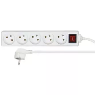 Síťový kabel 230V prodlužovací, CEE7 (vidlice) - zásuvka 5x, 10m, VDE approved, bílá, s vypínačem, DOPRODEJ Síťový kabel 230V prodlužovací, CEE7 (vidlice) - zásuvka 5x, 10m, VDE approved, bílá, s vypínačem, DOPRODEJ
