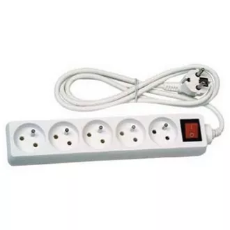 Síťový kabel 230V prodlužovací, CEE7 (vidlice) - zásuvka 5x, 10m, VDE approved, bílá, s vypínačem, DOPRODEJ Síťový kabel 230V prodlužovací, CEE7 (vidlice) - zásuvka 5x, 10m, VDE approved, bílá, s vypínačem, DOPRODEJ