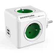 Rozbočovací zásuvka 240V, CEE7 (vidlice) - POWERCUBE, 0.1m, ORIGINAL USB, zelená, POWERCUBE, 4 zásuvky, 2xUSB porty