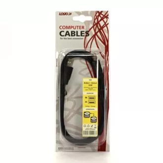 Logo USB kabel (2.0), USB A samec - USB A samec, 1.8m, černý, blistr, High Speed, DOPRODEJ Logo USB kabel (2.0), USB A samec - USB A samec, 1.8m, černý, blistr, High Speed, DOPRODEJ