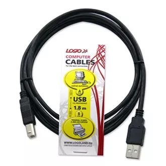 Logo USB kabel (2.0), USB A samec - USB B samec, 1.8m, DOPRODEJ Logo USB kabel (2.0), USB A samec - USB B samec, 1.8m, DOPRODEJ