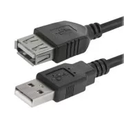 Logo USB prodlužka (2.0), USB A samec - USB A samice, 3m, černá, blistr, DOPRODEJ