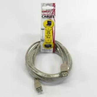 Logo USB prodlužovací kabel (2.0), USB A samec - USB A samice, 5m, šedý, DOPRODEJ Logo USB prodlužovací kabel (2.0), USB A samec - USB A samice, 5m, šedý, DOPRODEJ