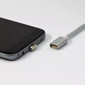 USB kabel s koncovkami (2.0), USB A samec - microUSB samec + Apple Lightning samec + USB C sam, 1m, kulatý, opletený, stříbrný, ma USB kabel s koncovkami (2.0), USB A samec - microUSB samec + Apple Lightning samec + USB C sam, 1m, kulatý, opletený, stříbrný, ma
