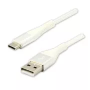 Logo USB kabel (2.0), USB A samec - USB C samec, 2m, 480 Mb/s, 5V/3A, bílý, box, nylonové opletení, hliníkový kryt konektoru, DOPR