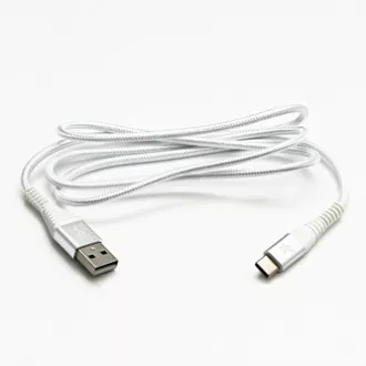 Logo USB kabel (2.0), USB A samec - USB C samec, 2m, 480 Mb/s, 5V/3A, bílý, box, nylonové opletení, hliníkový kryt konektoru, DOPR