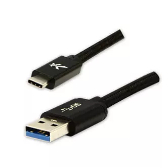 Logo USB kabel (3.2 gen 1), USB A samec - USB C samec, 1m, 5 Gb/s, 5V/3A, černý, box, nylonové opletení, hliníkový kryt konektoru, Logo USB kabel (3.2 gen 1), USB A samec - USB C samec, 1m, 5 Gb/s, 5V/3A, černý, box, nylonové opletení, hliníkový kryt konektoru,