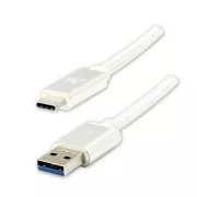 Logo USB kabel (3.2 gen 1), USB A samec - USB C samec, 2m, 5 Gb/s, 5V/3A, bílý, box, nylonové opletení, hliníkový kryt konektoru,
