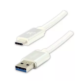 Logo USB kabel (3.2 gen 1), USB A samec - USB C samec, 2m, 5 Gb/s, 5V/3A, bílý, box, nylonové opletení, hliníkový kryt konektoru, Logo USB kabel (3.2 gen 1), USB A samec - USB C samec, 2m, 5 Gb/s, 5V/3A, bílý, box, nylonové opletení, hliníkový kryt konektoru,