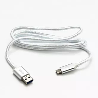 Logo USB kabel (3.2 gen 1), USB A samec - USB C samec, 2m, 5 Gb/s, 5V/3A, bílý, box, nylonové opletení, hliníkový kryt konektoru, Logo USB kabel (3.2 gen 1), USB A samec - USB C samec, 2m, 5 Gb/s, 5V/3A, bílý, box, nylonové opletení, hliníkový kryt konektoru,