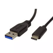 USB kabel (3.1), USB A samec - USB C samec, 1m, kulatý, černý, plastic bag, DOPRODEJ