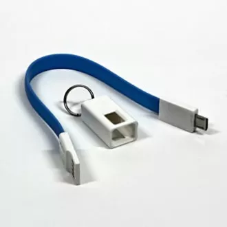 USB kabel (2.0), USB A samec - microUSB samec, 0.2m, modrý, klíčenka, DOPRODEJ