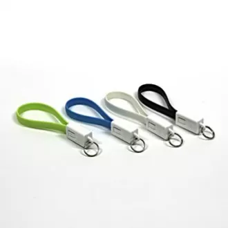 USB kabel (2.0), USB A samec - microUSB samec, 0.2m, modrý, klíčenka, DOPRODEJ