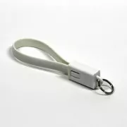USB kabel (2.0), USB A samec - microUSB samec, 0.2m, bílý, klíčenka, DOPRODEJ