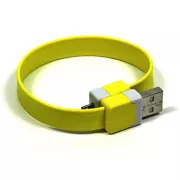 Logo USB kabel (2.0), USB A samec - microUSB samec, 0.25m, žlutý, blistr, náramek, DOPRODEJ