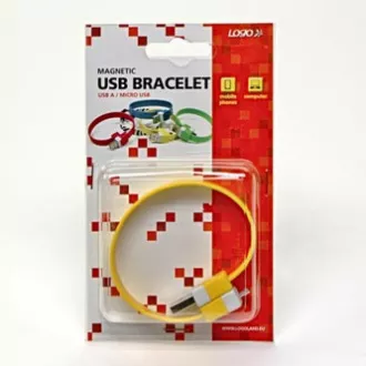 Logo USB kabel (2.0), USB A samec - microUSB samec, 0.25m, žlutý, blistr, náramek, DOPRODEJ Logo USB kabel (2.0), USB A samec - microUSB samec, 0.25m, žlutý, blistr, náramek, DOPRODEJ