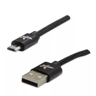 Logo USB kabel (2.0), USB A samec - microUSB samec, 2m, 480 Mb/s, 5V/1A, černý, box, nylonové opletení, hliníkový kryt konektoru, Logo USB kabel (2.0), USB A samec - microUSB samec, 2m, 480 Mb/s, 5V/1A, černý, box, nylonové opletení, hliníkový kryt konektoru,