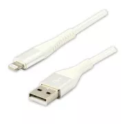Logo USB kabel (2.0), USB A samec - Apple Lightning samec, 2m, MFi certifikace, 5V/2,4A, bílý, box, nylonové opletení, hliníkový k