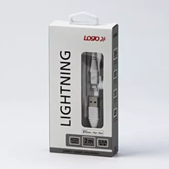 Logo USB kabel (2.0), USB A samec - Apple Lightning samec, 2m, MFi certifikace, 5V/2,4A, bílý, box, nylonové opletení, hliníkový k Logo USB kabel (2.0), USB A samec - Apple Lightning samec, 2m, MFi certifikace, 5V/2,4A, bílý, box, nylonové opletení, hliníkový k
